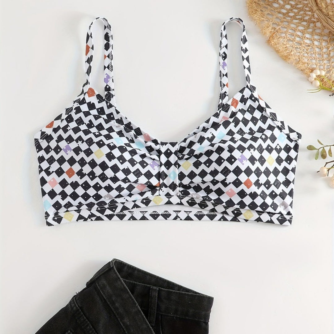 Damen Triangel-Bikini Oberteil mit modernem grafischen Muster R&B