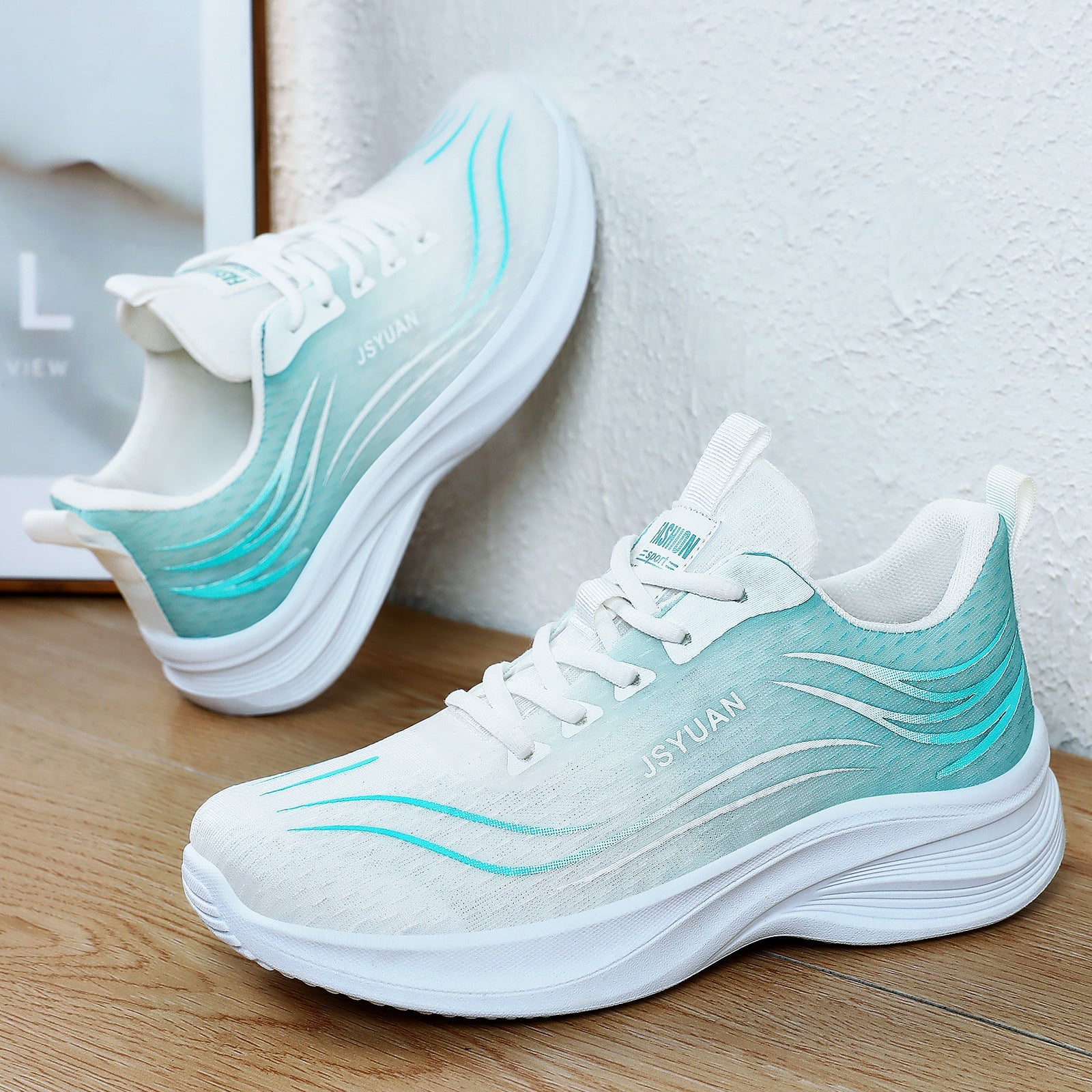 Damen Sportliche Laufschuhe mit atmungsaktivem Strickdesign und gepolsterter Dämpfung R&B