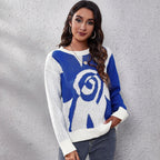 Damen Modischer Strickpullover mit floralem Muster und lässigem Schnitt R&B