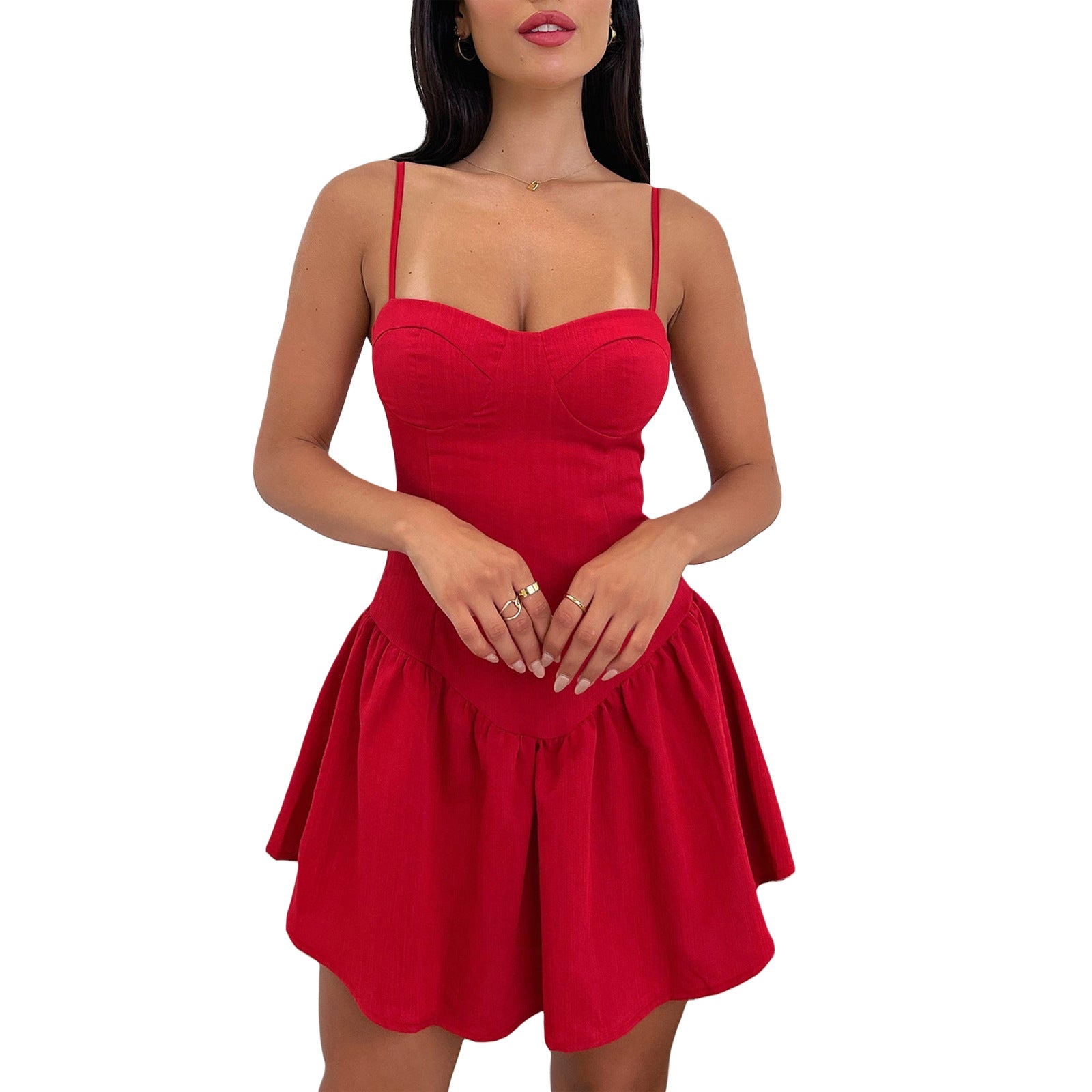 Damen trägerloses Minikleid mit Rüschendesign und figurbetontem Schnitt R&B