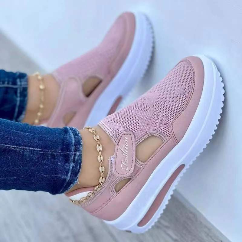 Damen Slip-On Sneakers mit atmungsaktiver Mesh-Oberfläche und rutschfester Sohle R&B
