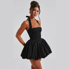 Damen A-Linien Kleid mit schwingendem Rock und Halterneck R&B
