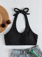 Damen Sportlicher Crop-Top mit Rippstruktur