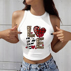 Damen Crop-Top mit aufregendem Herz-Motiv und modischem Schriftzug R&B