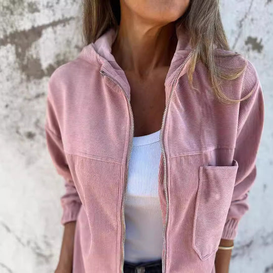 Damen leichte Kordjacke mit praktischen Taschen R&B