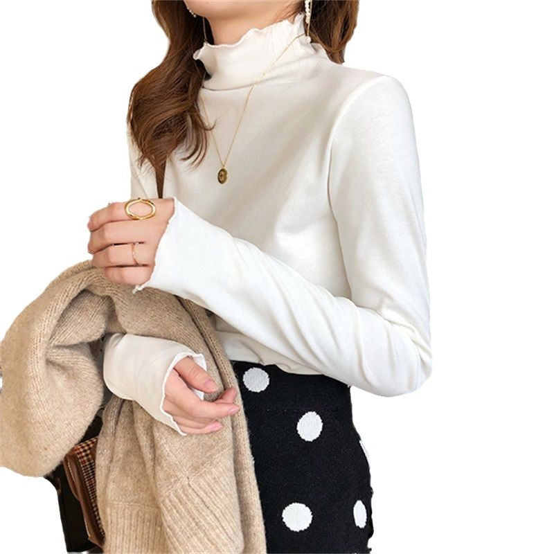 Damen Langarm Rollkragenoberteil mit feinem Rippdesign und lässiger Passform