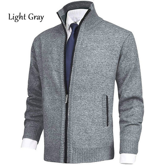 Herren Strickjacke mit Stehkragen und Reißverschluss R&B