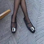 Damen elegante Ballerinas mit dekorativem Schnallenakzent