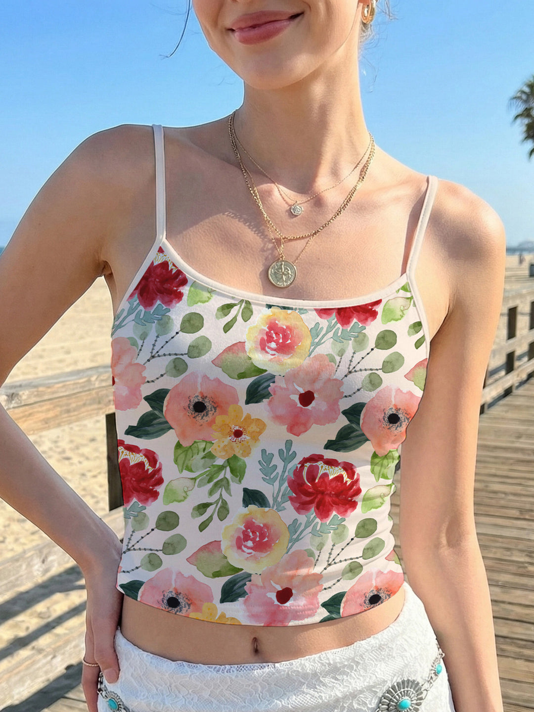 Damen Crop-Top mit buntem Mandala-Design R&B