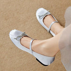 Damen Ballerinas mit verstellbarem Riemen und satinierter Oberfläche R&B