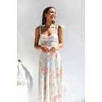 Damen Sommerliches Maxikleid mit verstellbaren Trägern und Raffungen R&B