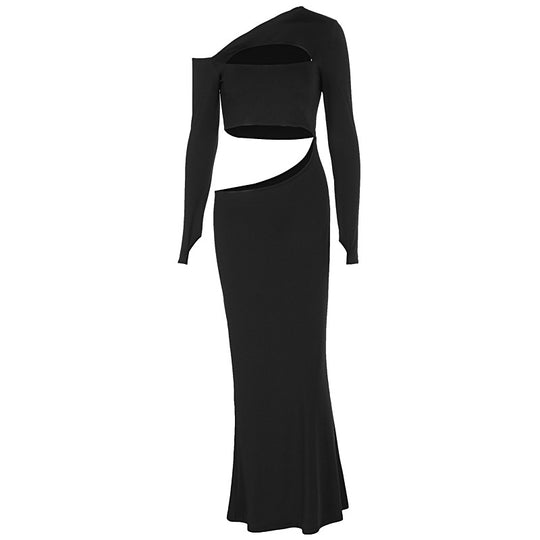 Damen Körperbetontes Set mit asymmetrischen Cut-Outs und langen Ärmeln R&B
