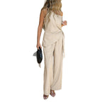 Damen Jumpsuit mit asymmetrischem Ausschnitt und elegantem Wickeldesign R&B