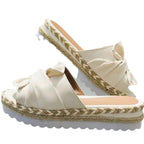 Damen Plattform-Sandaletten mit elegantem Schleifen-Detail und geflochtenem Absatz R&B