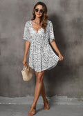 Damen luftiges Strandkleid mit V-Ausschnitt und weitem Schnitt R&B