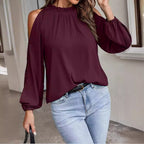 Damen Bluse mit kühlen Schulterdetails und elastischen Ärmeln R&B