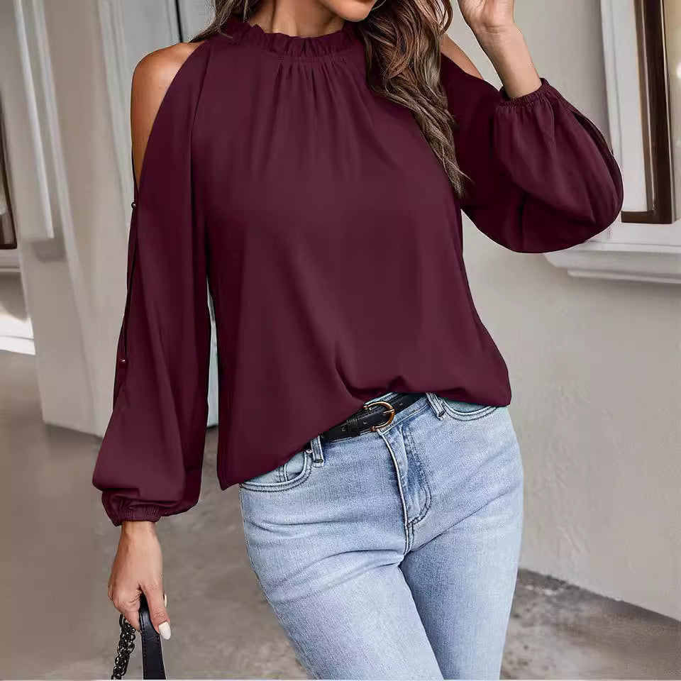 Damen Bluse mit kühlen Schulterdetails und elastischen Ärmeln R&B