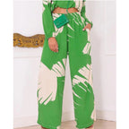 Damen Lässiges Zweiteiler-Set mit weiten Hosen und cropped Oberteil R&B