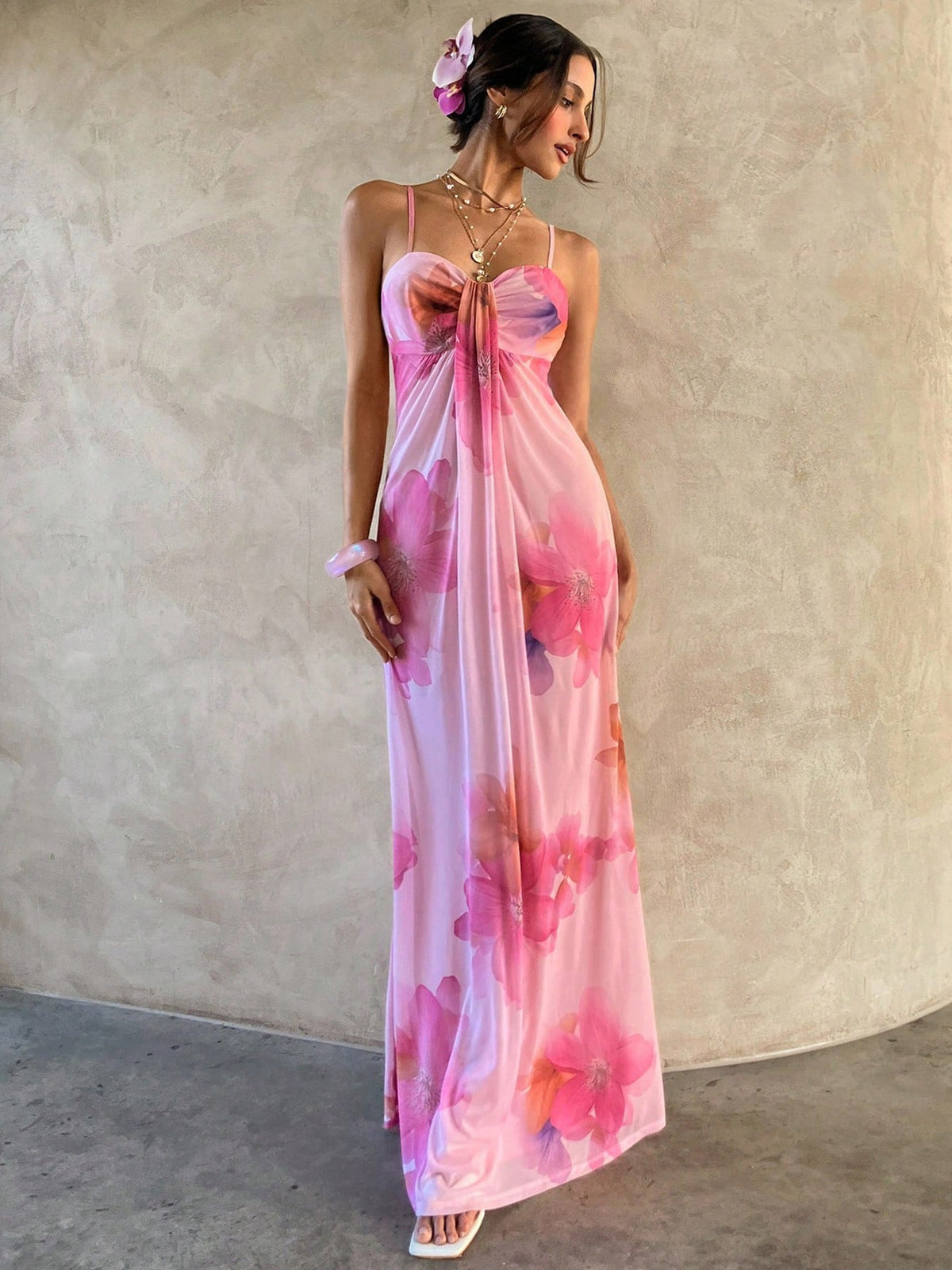 Damen Maxikleid mit floralem Design R&B