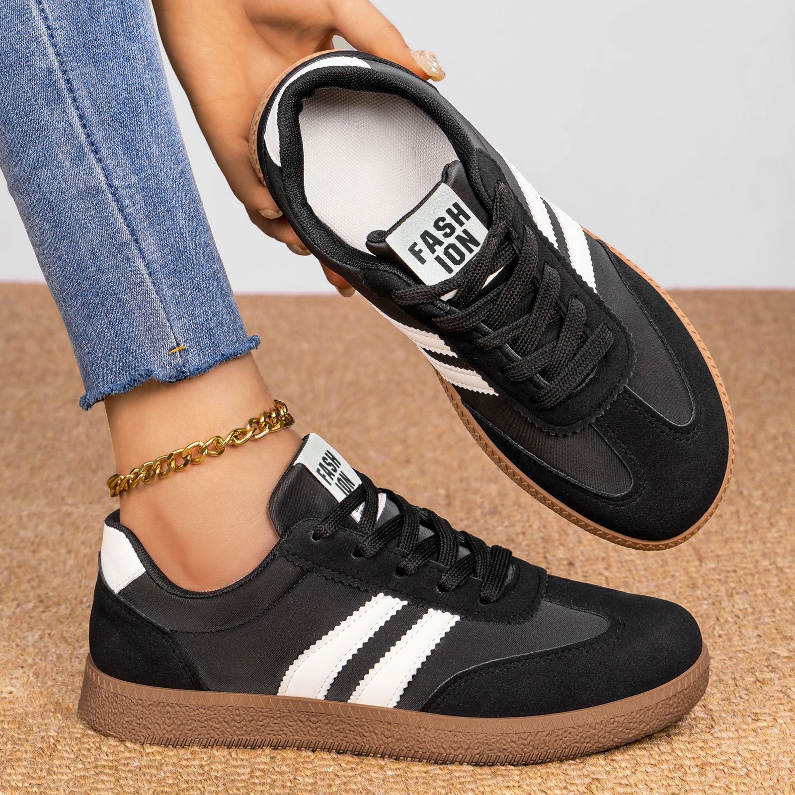 Damen Modische Sneakers mit eleganter Sohle und atmungsaktiver Oberfläche