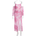 Damen Maxikleid mit raffinierten Rüschendetails und transparenten Ärmeln R&B