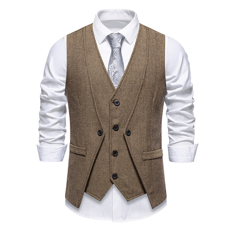 Herren elegante Anzugweste mit strukturiertem Hahnentritt R&B