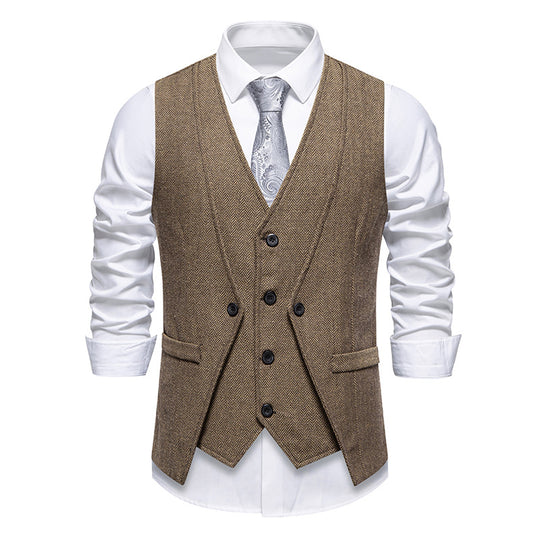 Herren elegante Anzugweste mit strukturiertem Hahnentritt R&B