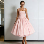 Damen Elegantes A-Linien Cocktailkleid mit schulterfreier Halterung und weichem Baumwollstoff R&B