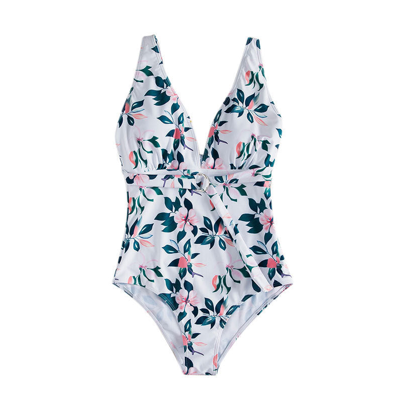 Damen Einteiler Badeanzug mit Wickeldetail und floralem Design R&B