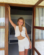 Damen gehäkeltes Crop-Top und Shorts Set R&B