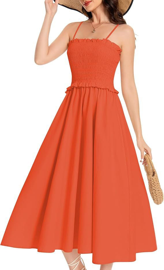 Damen Midi-Kleid mit elastischem Oberteil und weiten Rock R&B