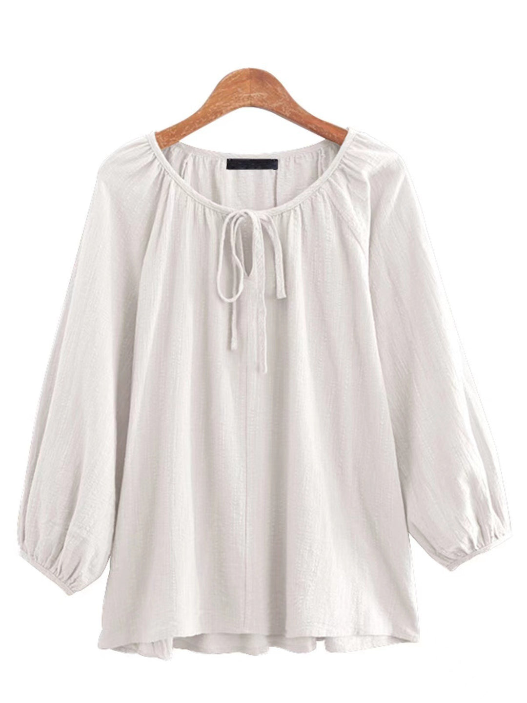 Damen Bluse mit elegantem Rundhalsausschnitt und knieumspielenden Puffärmeln R&B