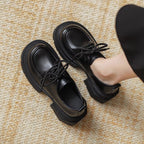 Damen elegante Schnürschuhe mit robustem Plateau und komfortablem Lederoberteil R&B