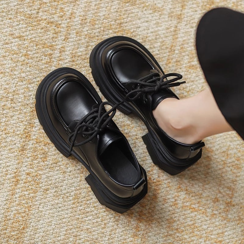 Damen elegante Schnürschuhe mit robustem Plateau und komfortablem Lederoberteil R&B