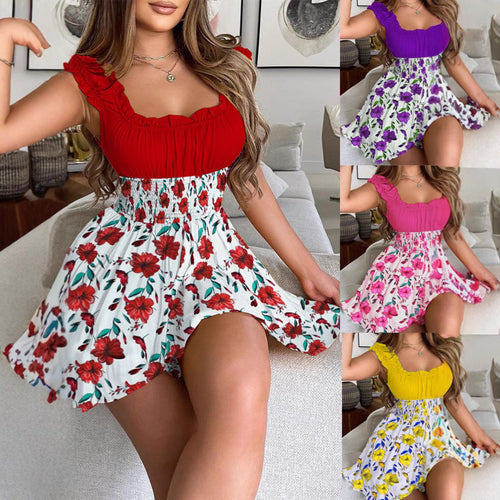 Damen Sommerkleid mit Rüschendetails und elastischem Bund R&B