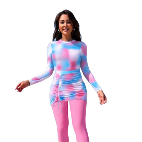 Damen Sportlicher Langarm-Schwimmanzug mit Raffung R&B