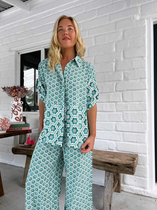 Damen Chice Blusen-Hosen-Kombination mit floralem Druck und weitem Schnitt R&B