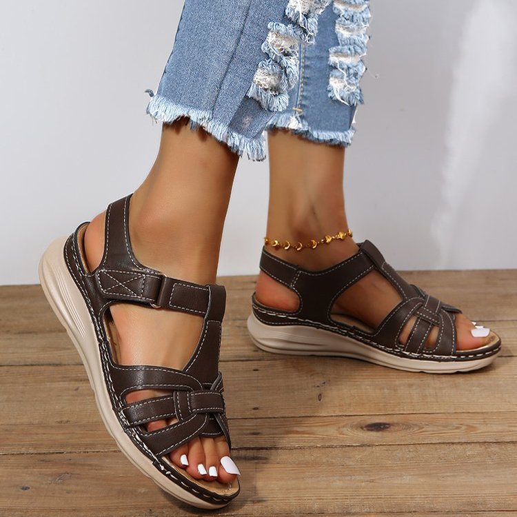 Damen Komfortable Freizeitsandalen mit ergonomischem Fußbett und verstellbaren Riemen R&B