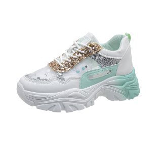Damen Chunky Sneakers mit Glitzerdetails und ergonomischer Sohle R&B