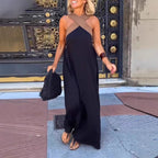 Damen Langes Maxikleid mit Cross-Over-Trägern und elegantem Schnitt R&B