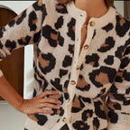 Damen Modische Jacke mit Tiermuster und gestreiften Ärmeln R&B