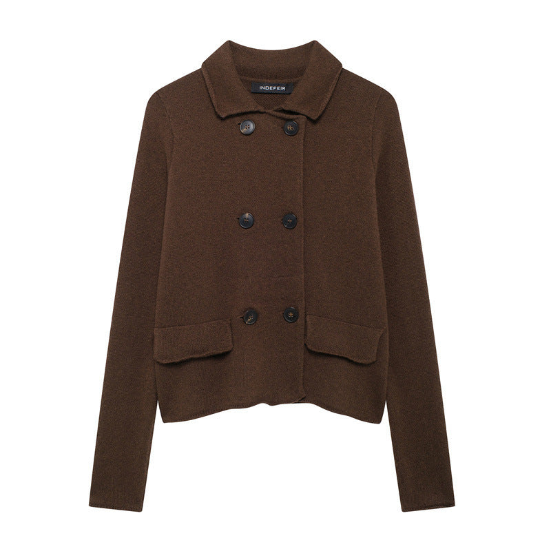 Damen klassische Wolljacke mit großen Knöpfen R&B