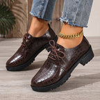 Damen Schnürschuhe im eleganten Kroko-Look R&B