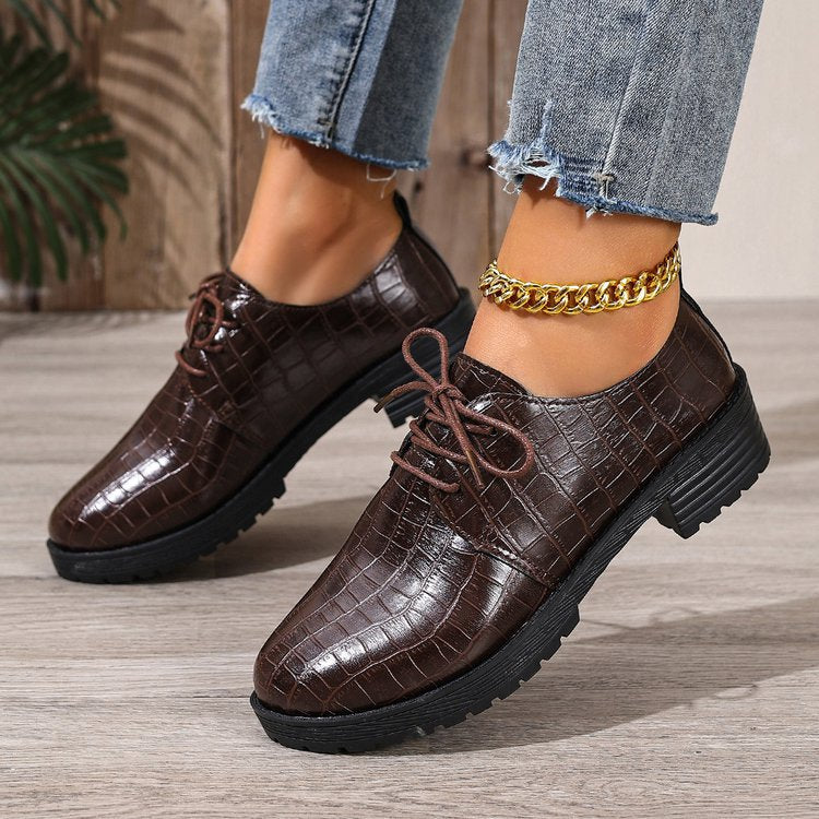 Damen Schnürschuhe im eleganten Kroko-Look R&B