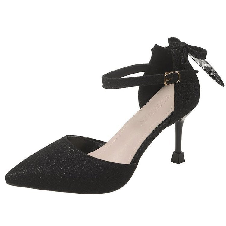 Damen elegante Pumps mit festem Knöchelriemen und spitz zulaufender Spitze R&B