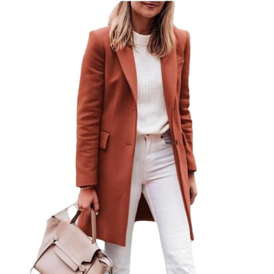 Damen eleganter und bequemer Wollmantel R&B