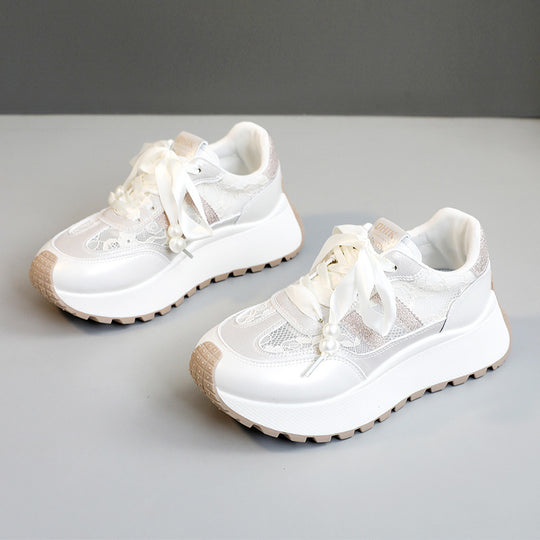 Damen Gemusterte Plateau-Sneaker mit eleganten Schnürdetails R&B