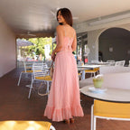 Damen Maxikleid mit romantischem Schnitt und verspielten Rüschendetails R&B