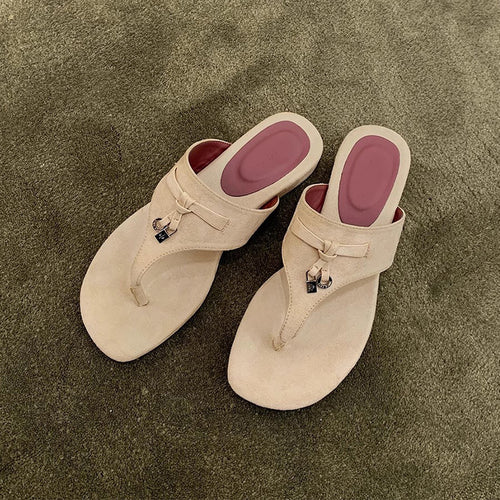 Damen elegante Zehentrenner-Sandalen mit modischem Riemendesign und bequemer Fußbettstruktur R&B