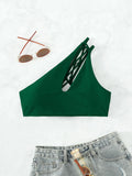 Damen Cropped Badeoberteil mit asymmetrischem Design und elegantem Cut-Out